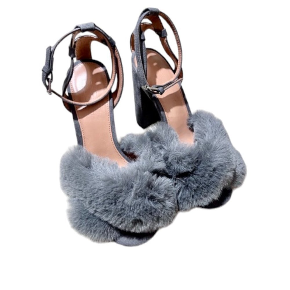 TOPSHOP faux fur sandal heels size US 6.5